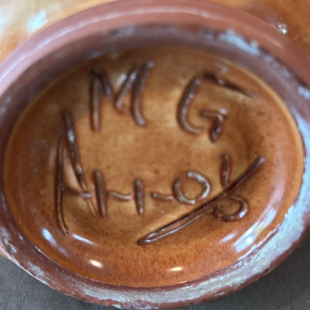 Manuel Garcia Arroyo Signed Pottery Brown & Green Glazed Ceramic Vase